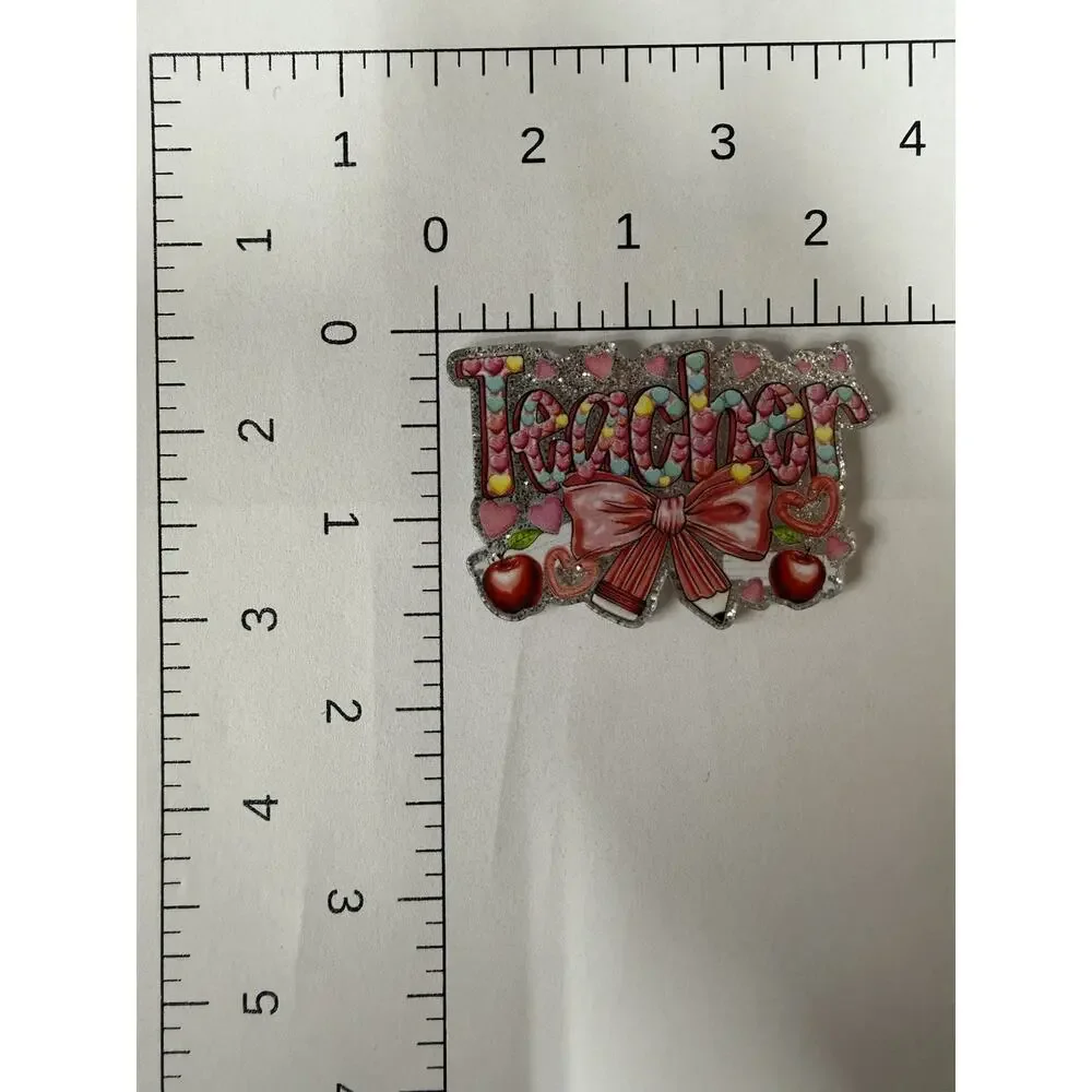 6 Pc Teacher Acrylic Flatbacks